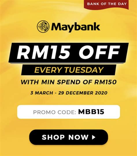 Enjoy the best deals and save more when you shop with shopee promo codes and vouchers. Shopee x Maybank Online Promotion: Get RM15 OFF every ...