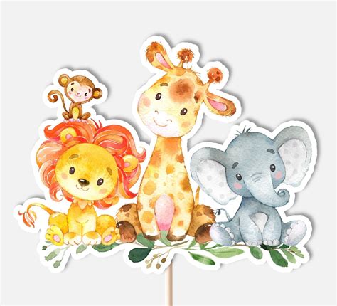 Printable Jungle Animals Centerpieces Cutouts Jungle Baby Shower Safari