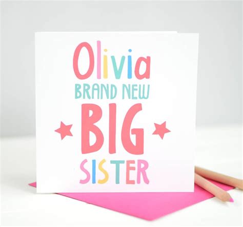 Girls Personalised Brand New Big Sister Card Girl Personalized Personalised Sister Cards