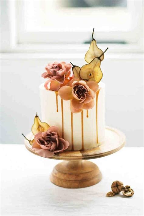 Fall Wedding Cakes Small White With Orchids And Pear Katie Grant Photo