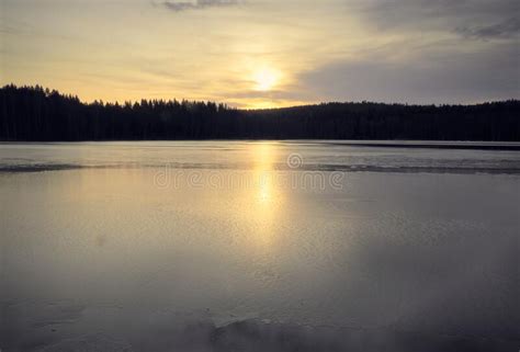 Sunset On The Winter Lake Stock Image Image Of Frozen 168882053