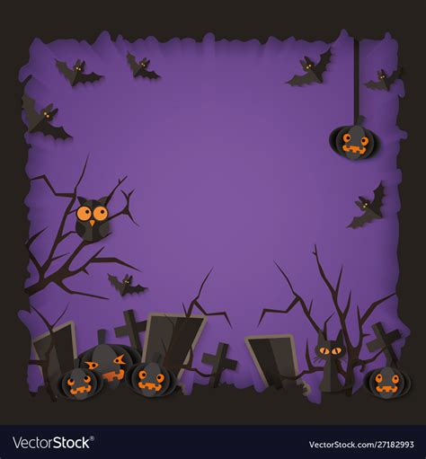 Purple Halloween Poster With Black Spooky Vector Image