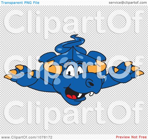 Clipart Blue Dragon School Mascot Leaping Forward