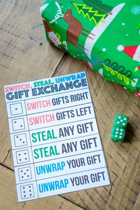 30 fun christmas games the whole family can play. Switch Steal Unwrap Luck of the Dice Gift Exchange Game ...