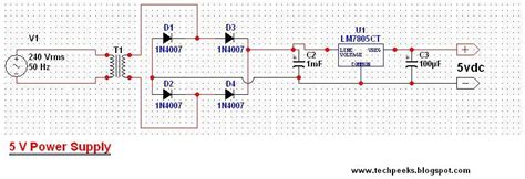 Techpeeks Simple 5v Power Supply Circuit