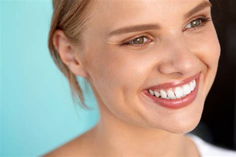 Beautiful Smile Smiling Woman With White Teeth Beauty Portrait Stock