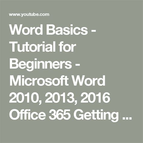 Word Basics Tutorial For Beginners Microsoft Word 2010 2013 2016