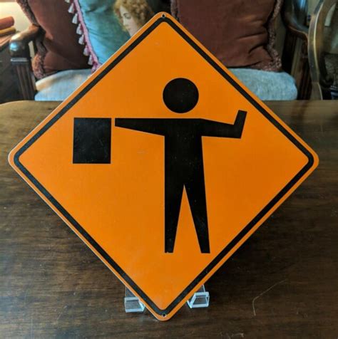 Traffic Sign Detour Ahead Sign Wflag Man Symbol 10 X 10 Orange