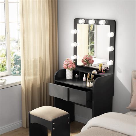 An ideal table will have ample work space and several drawers. Tribesigns Vanity Table Set with Lighted Mirror, Make up ...