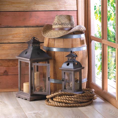 This small rustic wood lantern is perfect to curl up with a good book and soft lighting. Two Large and small Rustic Monticello Wood Lantern outdoor ...