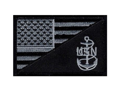 American Flag Navy Anchor Patch Embroidered Hook Blackgrey
