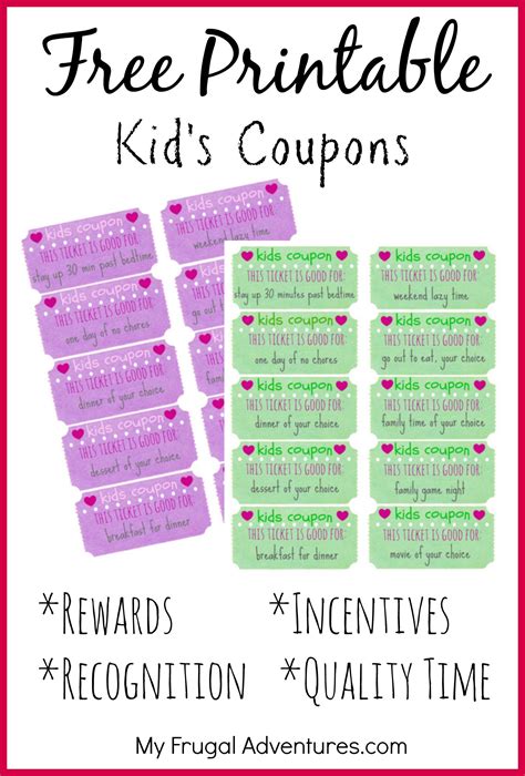 Childrens T Idea Free Printable Reward Tickets My Frugal Adventures