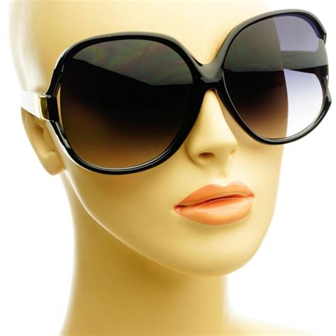 Huge Extra Large Womens Retro Vintage Style Oversized Round Sunglasses Black Ebay
