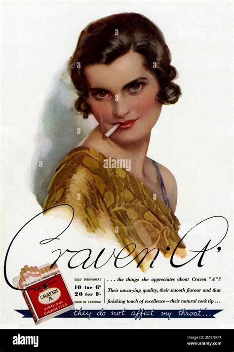 Advert For Craven A Cigarettes 1930s Woman Smoking 1934 Stock Photo