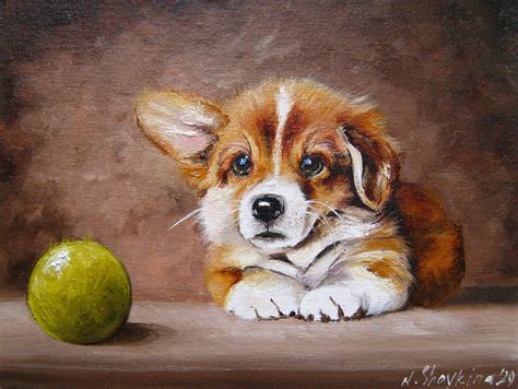 Corgi Painting Original Dog Painting Oil 7x9 Small Painting Etsy