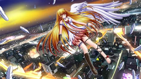 Blondes Angels Wings Falling Down Anime Girls 1920x1080