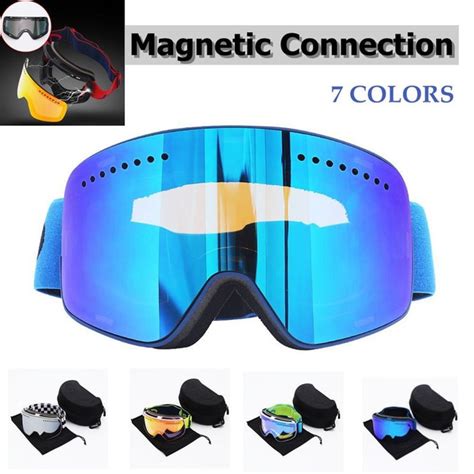 Winter Magnetic Double Layer Ski Goggles Polarized Lens Skiing Anti Fog Uv400 Snowboard Goggles