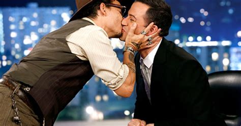Johnny Depp Kisses Jimmy Kimmel On The Lips Talk Show Host Flustered