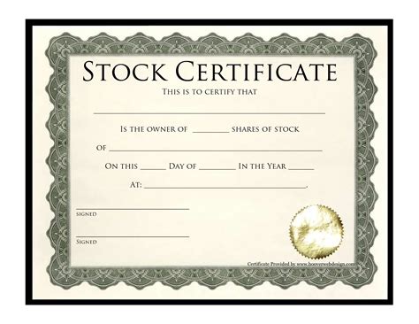 Blank Stock Certificate Free Printable Documents