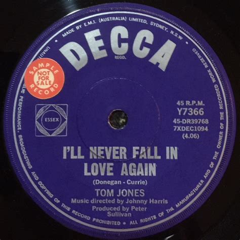 Tom Jones Ill Never Fall In Love Again 1967 Vinyl Discogs