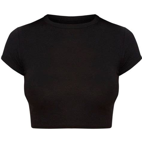 Basic Black Short Sleeve Crop Tshirt 8 Liked On Polyvore Featuring
