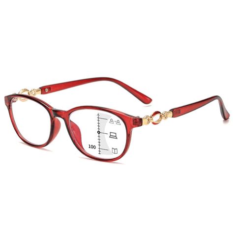 Fashion Progressive Eyeglasses Anti Blue Light Multifocal Reading Glasses Women Prescription