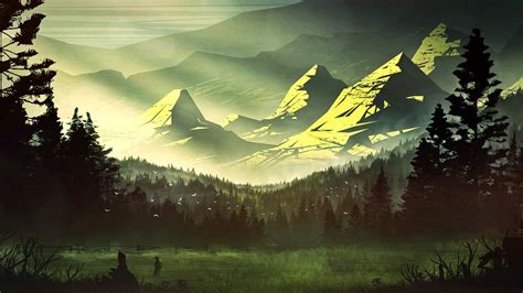 Mountain Scenery Painting Wallpaper Roselyn Michael