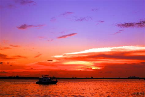 Dramatic Cool And Warm Colored Sunset At Manila Bay Philippines
