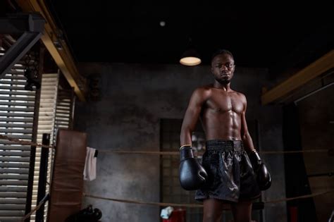 Premium Photo African Boxer On Boxing Ring