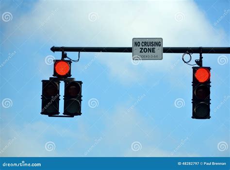 Red Overhead Traffic Light Signals Stock Photo Image 48282797