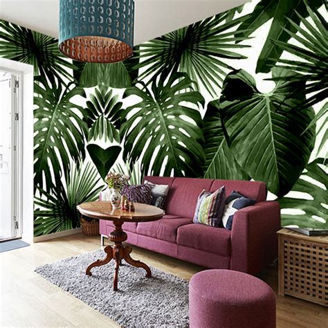 Tropical Rainforest Banana Leaves Custom Wallpaper Mural Bvm Home