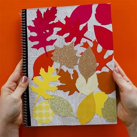 Diy Fall Leaf Custom Notebook Cover Easy Cute Creative Back To School
