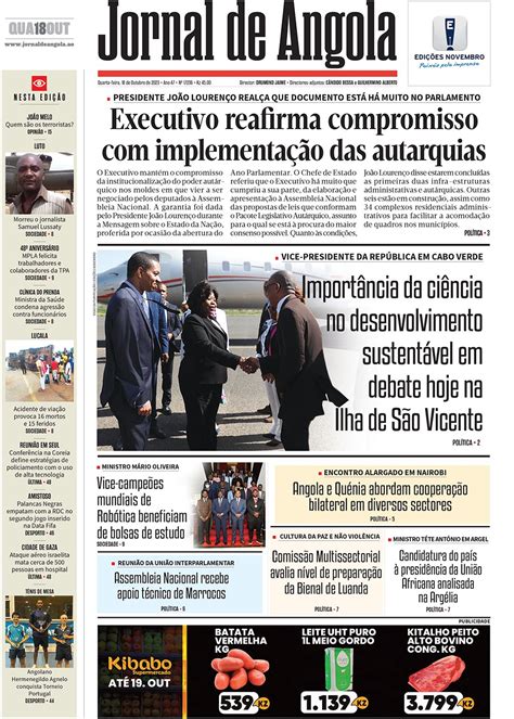 Jornal De Angola Quarta 18 De Outubro De 2023