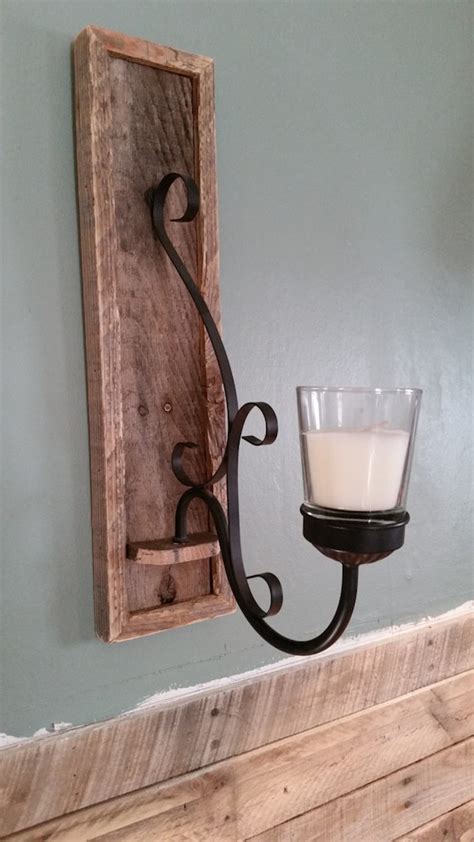 Repurposed Barn Wood Candle Wall Sconce By Ahisalvage On Etsy