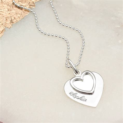 Personalised Sterling Silver Double Heart Name Necklace By Hurleyburley