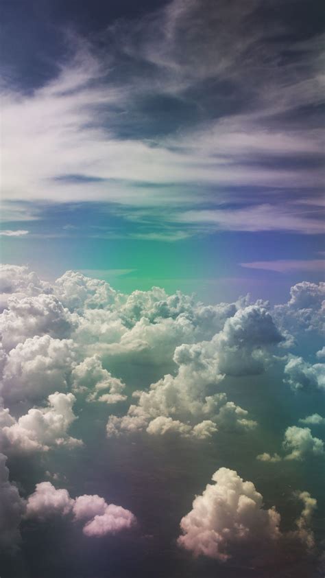 Download Wallpaper 1080x1920 Clouds Sky Porous Rainbow Light