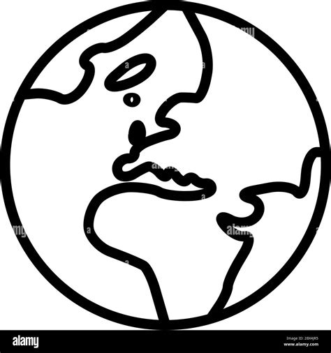 Simplified Outline Earth Globe With Map Of World Focused On Europe