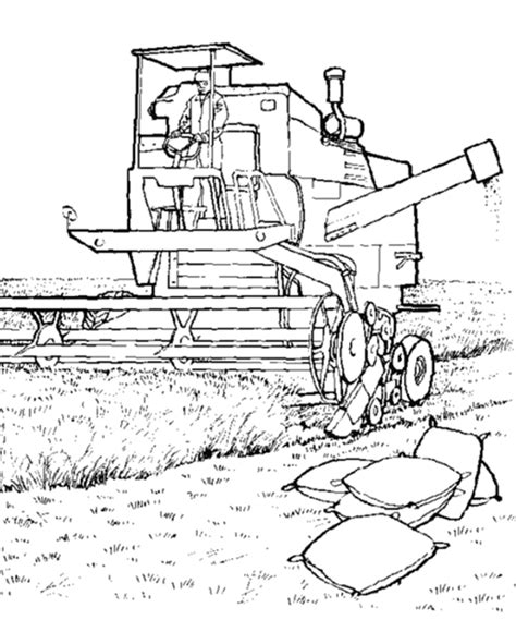 Farm Equipment Coloring Pages Printable Harvester Machine Coloring