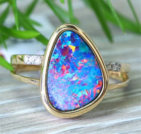 Cute Opal Doublet Opal In 14k Yellow Gold Ring Size
