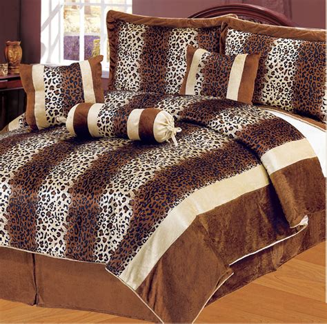 7pcs Queen Leopard Brown Micro Fur Comforter Set Ebay