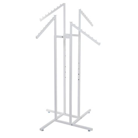 White 4 Way Clothing Rack With Slant Arms