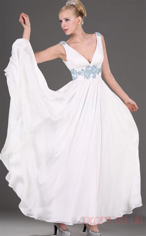 White 100d Chiffon A Line One Shoulder Long Evening Dress Bd04 470