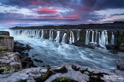 Selfoss Under The Midnight Sun Waterfalls Iceland Europe