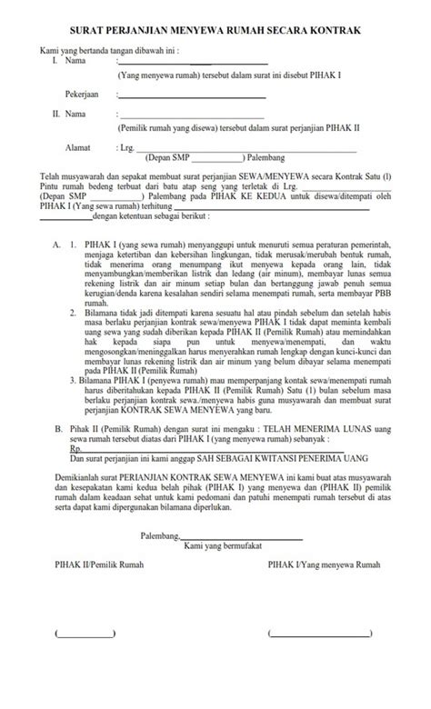 KOMIK & KOMPUTER INFORMASI Contoh Surat Perjanjian Sewa Kios atau Ruko