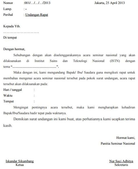 Surat undangan adalah surat yang digunakan untuk meminta seseorang atau sebuah kelompok untuk menghadiri sebuah acara yang akan diselenggarakan oleh pengundang. Contoh Surat Undangan Rapat Osis Pembentukan Panitia Dies ...