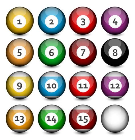 Isolated Colored Pool Balls Numbers 1 To 15 And Zero Ball Vector