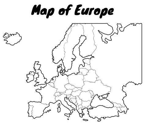 Europe Coloring Printable Blank Map Europe Map Printable Europe Map