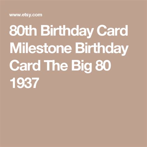 80th Birthday Card Milestone Birthday Card The Big 80 1941 | Etsy