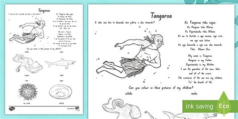 Tangaroa Māori God Of The Sea Colouring Activity Twinkl
