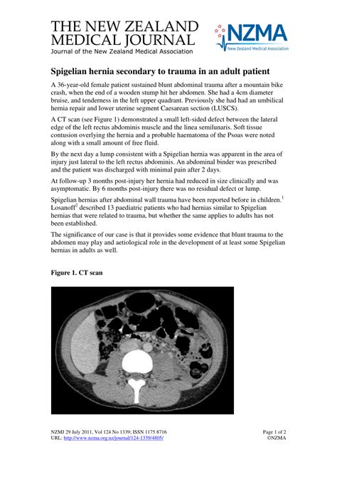 Pdf Spigelian Hernia Secondary To Trauma In An Adult Patient
